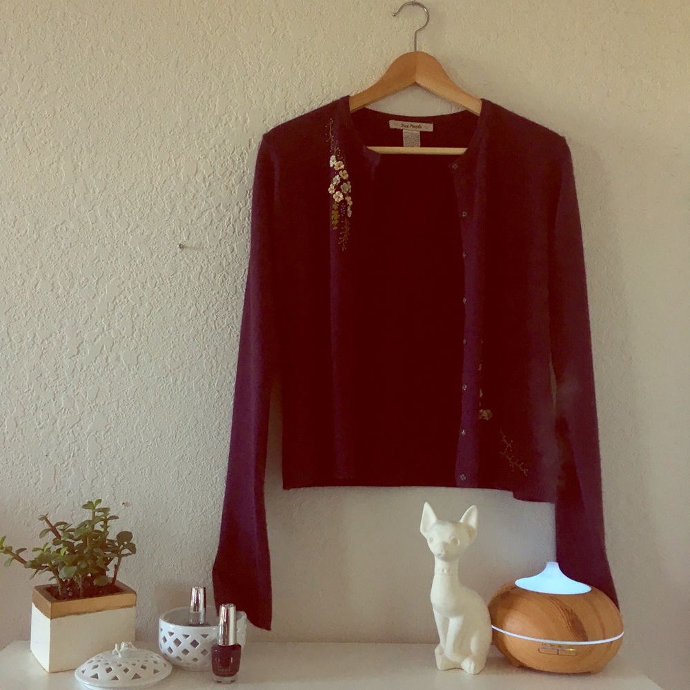 Free People Floral Appliqué Cardi